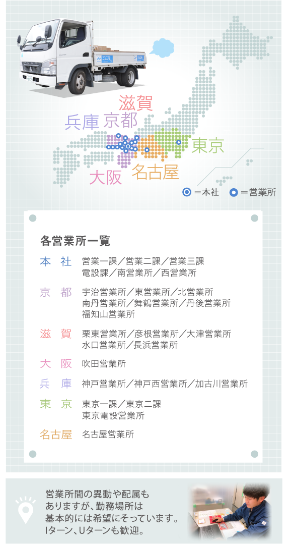 京滋地域を中心に、関西・東京・名古屋地区で展開しています。